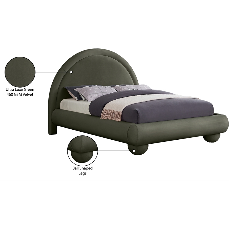 Meridian Furniture Madrid Green Velvet King Bed