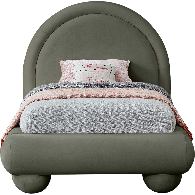 Meridian Furniture Madrid Green Velvet Twin Bed