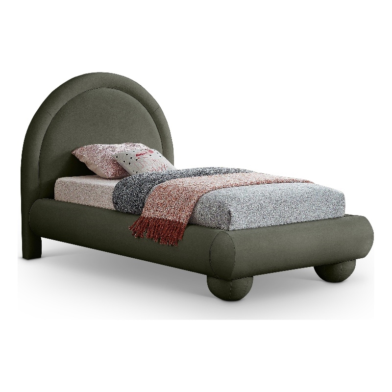 Meridian Furniture Madrid Green Velvet Twin Bed