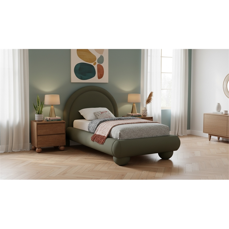 Meridian Furniture Madrid Green Velvet Twin Bed
