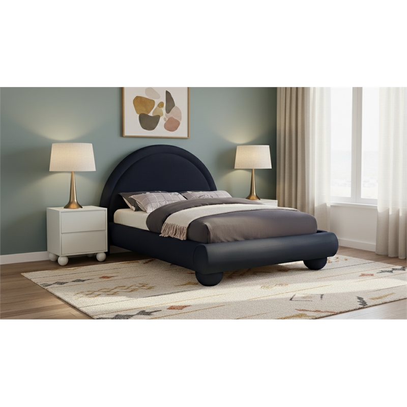 Meridian Furniture Madrid Navy Velvet Full Bed