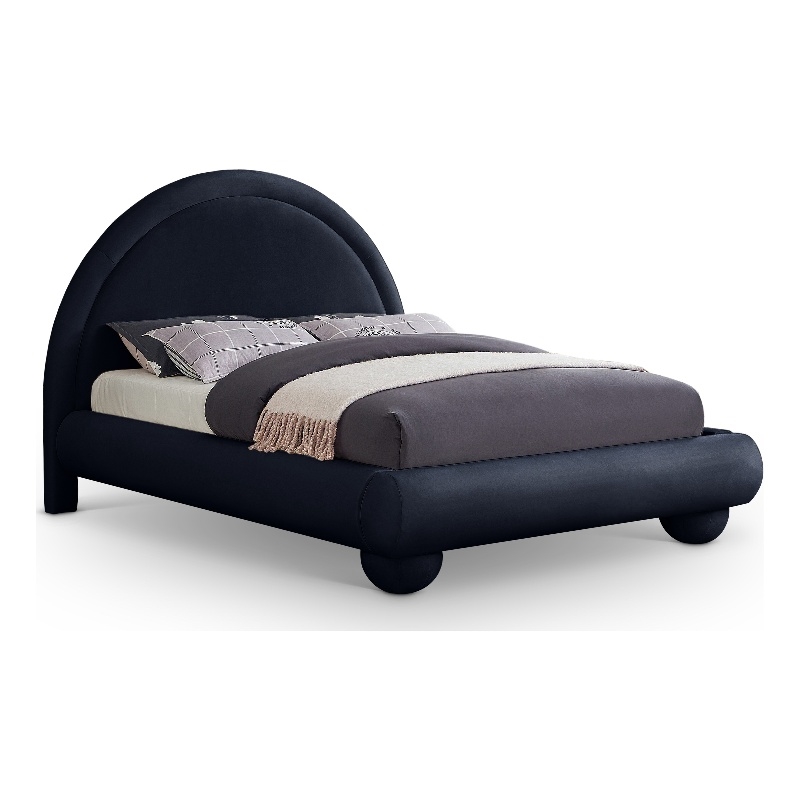 Meridian Furniture Madrid Navy Velvet Queen Bed