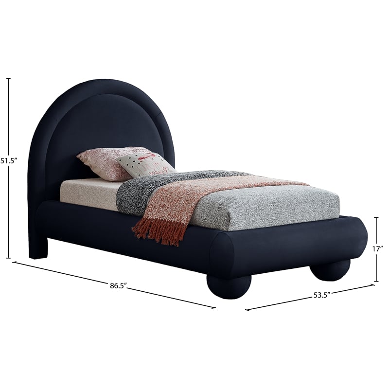 Meridian Furniture Madrid Navy Velvet Twin Bed