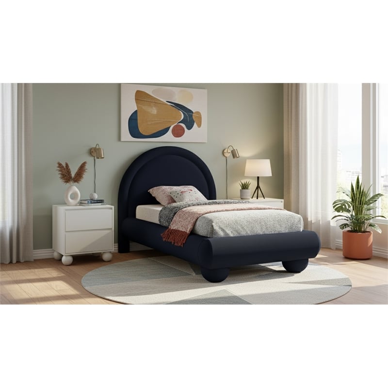 Meridian Furniture Madrid Navy Velvet Twin Bed