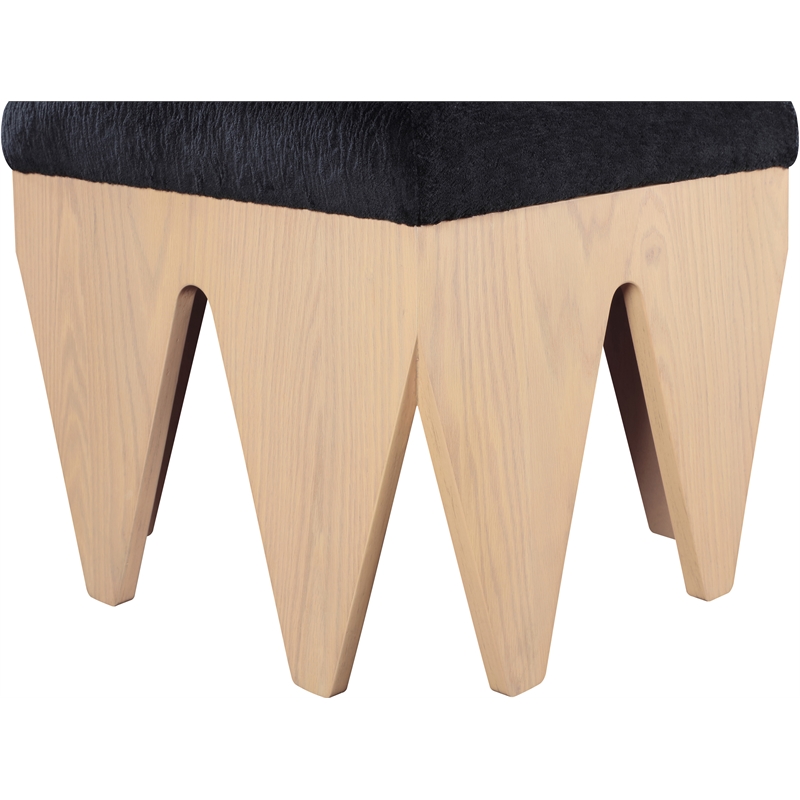 Meridian Furniture Altair Black Velour Fur Fabric Bench