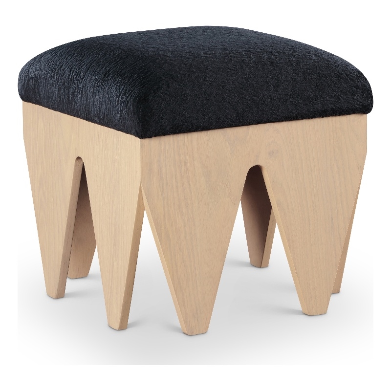 Meridian Furniture Altair Black Velour Fur Fabric Bench