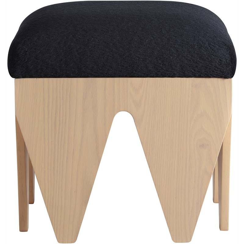 Meridian Furniture Altair Black Velour Fur Fabric Bench