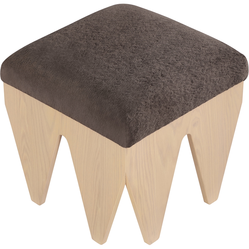 Meridian Furniture Altair Brown Velour Fur Fabric Bench