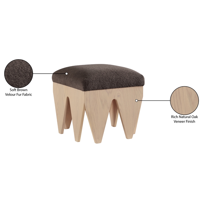 Meridian Furniture Altair Brown Velour Fur Fabric Bench