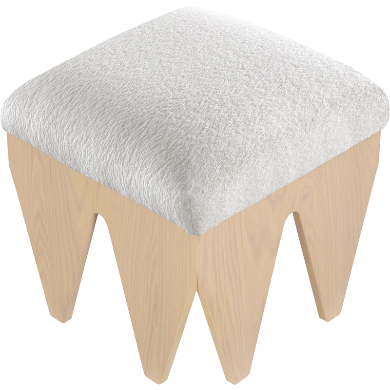Meridian Furniture Altair Cream Velour Fur Fabric Bench