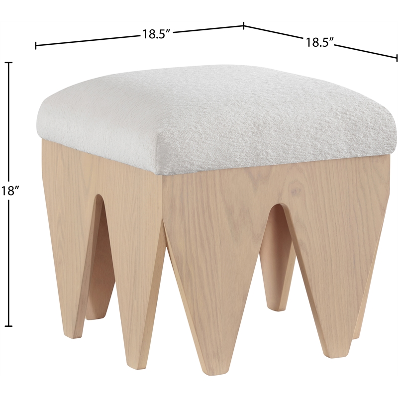 Meridian Furniture Altair Cream Velour Fur Fabric Bench
