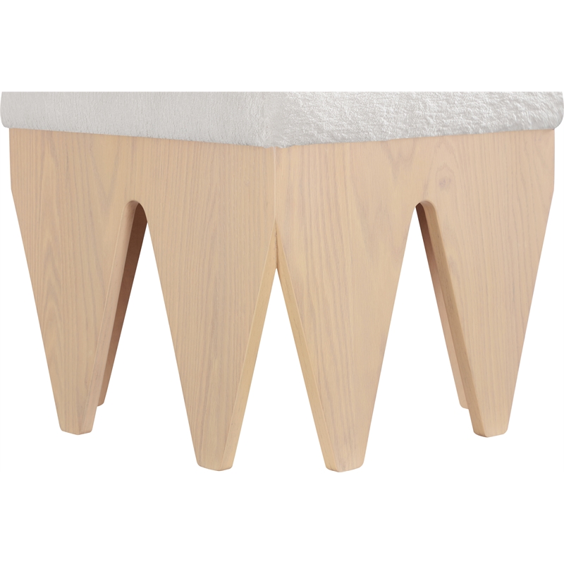 Meridian Furniture Altair Cream Velour Fur Fabric Bench