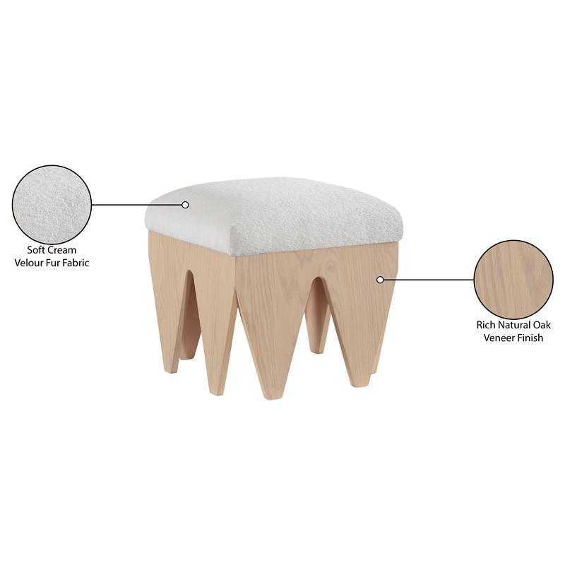Meridian Furniture Altair Cream Velour Fur Fabric Bench