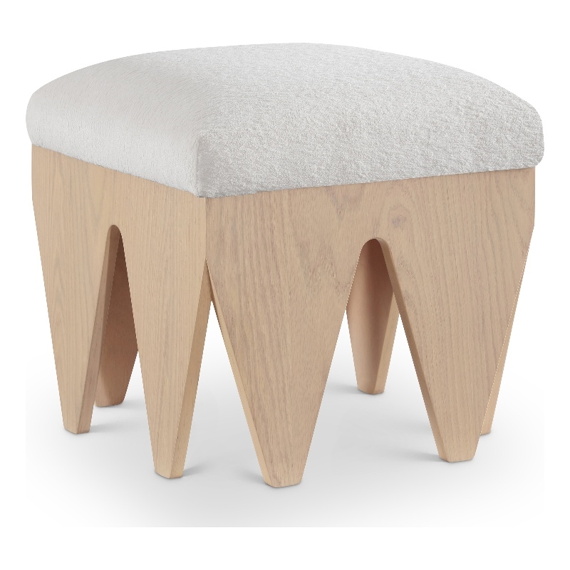 Meridian Furniture Altair Cream Velour Fur Fabric Bench