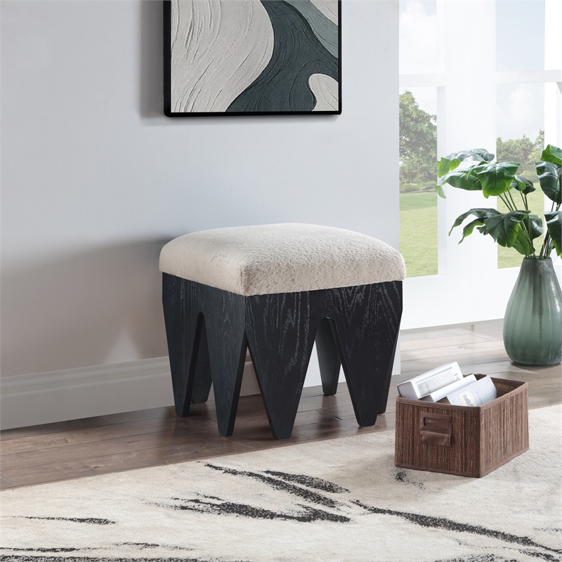 Meridian Furniture Altair Beige Velour Fur Fabric Bench