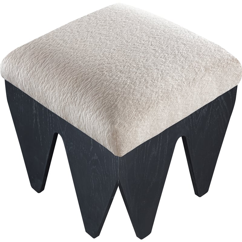 Meridian Furniture Altair Beige Velour Fur Fabric Bench