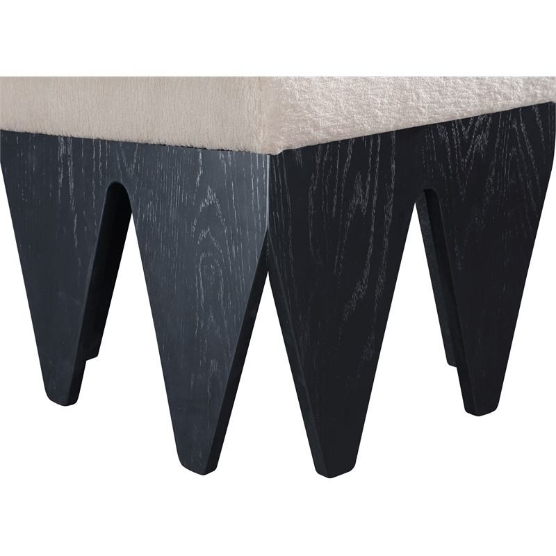 Meridian Furniture Altair Beige Velour Fur Fabric Bench