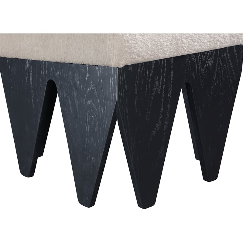 Meridian Furniture Altair Beige Velour Fur Fabric Bench