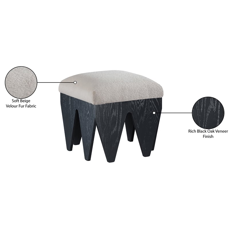 Meridian Furniture Altair Beige Velour Fur Fabric Bench