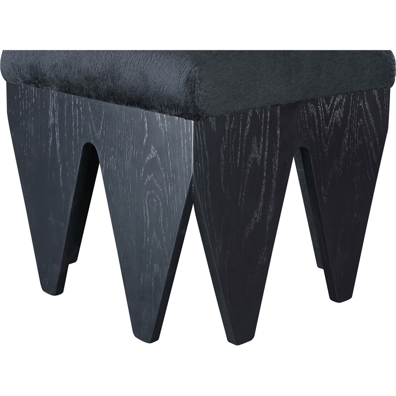 Meridian Furniture Altair Black Velour Fur Fabric Bench
