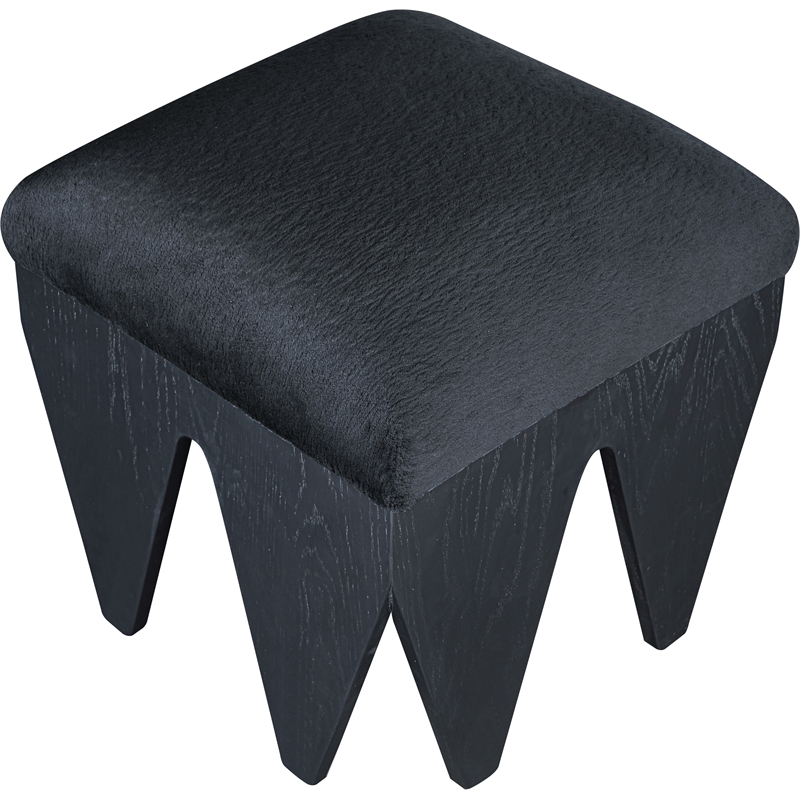 Meridian Furniture Altair Black Velour Fur Fabric Bench
