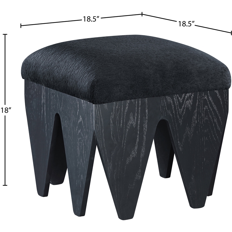 Meridian Furniture Altair Black Velour Fur Fabric Bench