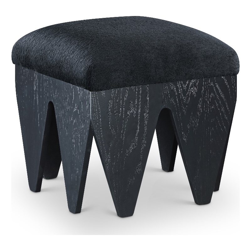 Meridian Furniture Altair Black Velour Fur Fabric Bench