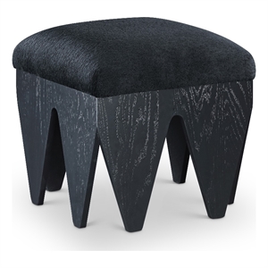 Meridian Furniture Altair Black Velour Fur Fabric Bench