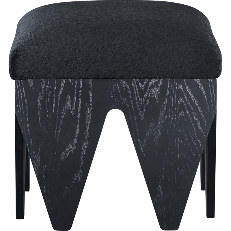 Meridian Furniture Altair Black Velour Fur Fabric Bench