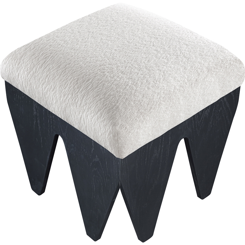 Meridian Furniture Altair Cream Velour Fur Fabric Bench