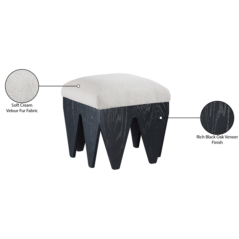 Meridian Furniture Altair Cream Velour Fur Fabric Bench