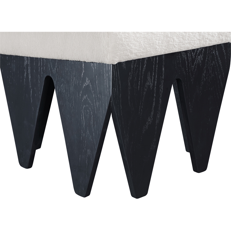 Meridian Furniture Altair Cream Velour Fur Fabric Bench