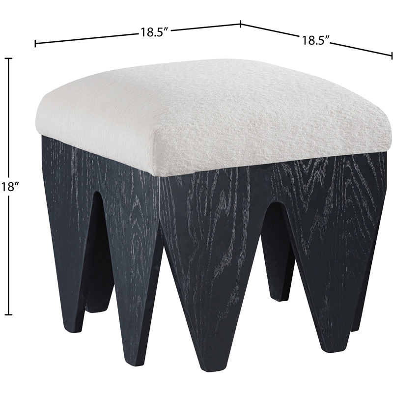 Meridian Furniture Altair Cream Velour Fur Fabric Bench