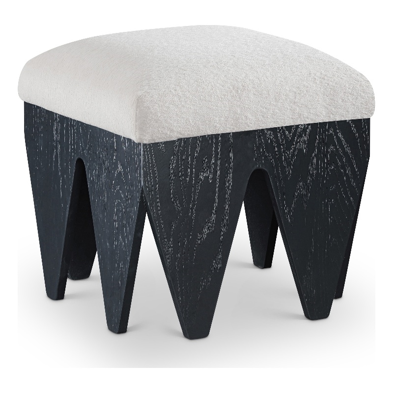 Meridian Furniture Altair Cream Velour Fur Fabric Bench