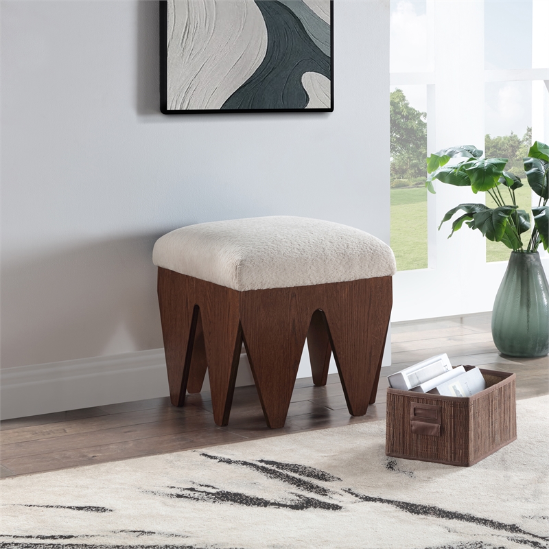 Meridian Furniture Altair Beige Velour Fur Fabric Bench
