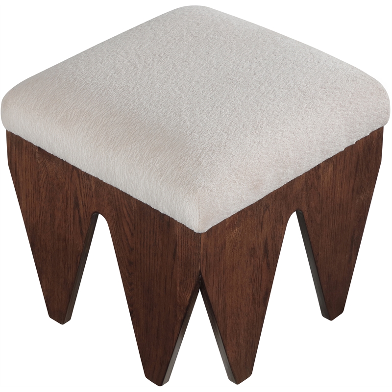 Meridian Furniture Altair Beige Velour Fur Fabric Bench