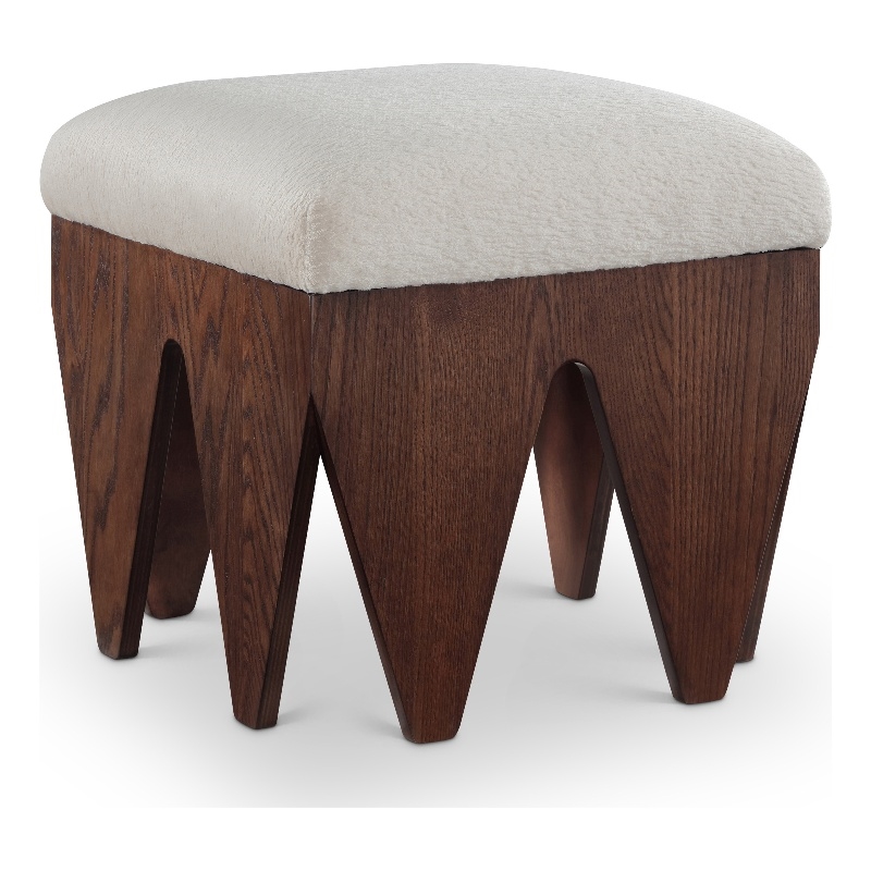 Meridian Furniture Altair Beige Velour Fur Fabric Bench