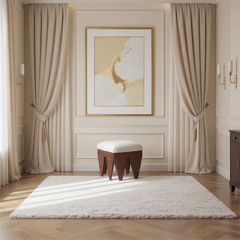 Meridian Furniture Altair Beige Velour Fur Fabric Bench