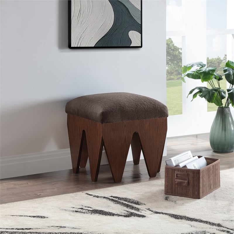 Meridian Furniture Altair Brown Velour Fur Fabric Bench