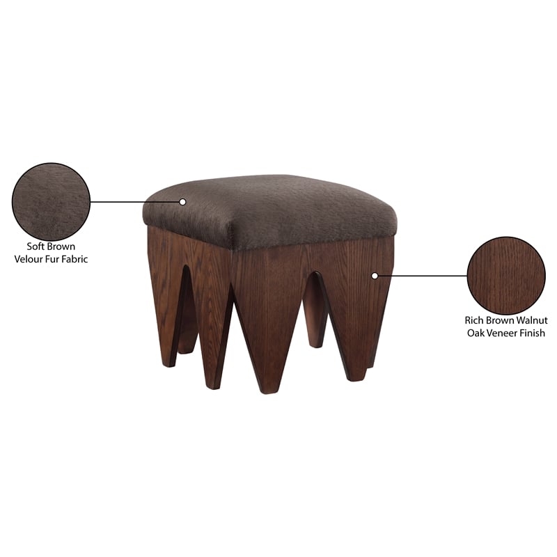 Meridian Furniture Altair Brown Velour Fur Fabric Bench