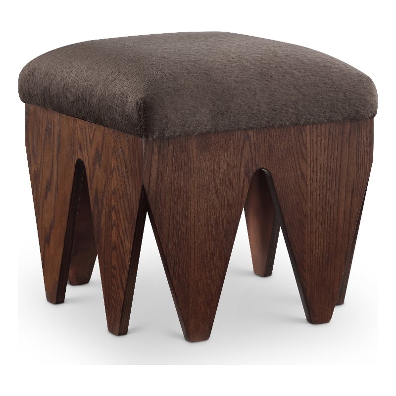 Meridian Furniture Altair Brown Velour Fur Fabric Bench