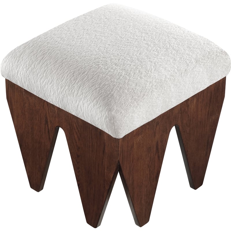Meridian Furniture Altair Cream Velour Fur Fabric Bench