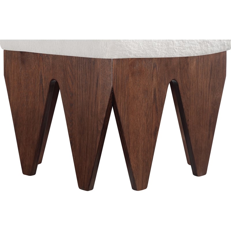 Meridian Furniture Altair Cream Velour Fur Fabric Bench