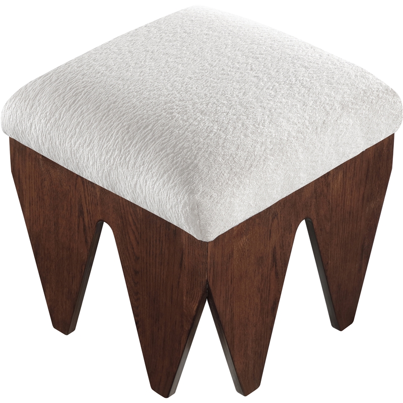 Meridian Furniture Altair Cream Velour Fur Fabric Bench