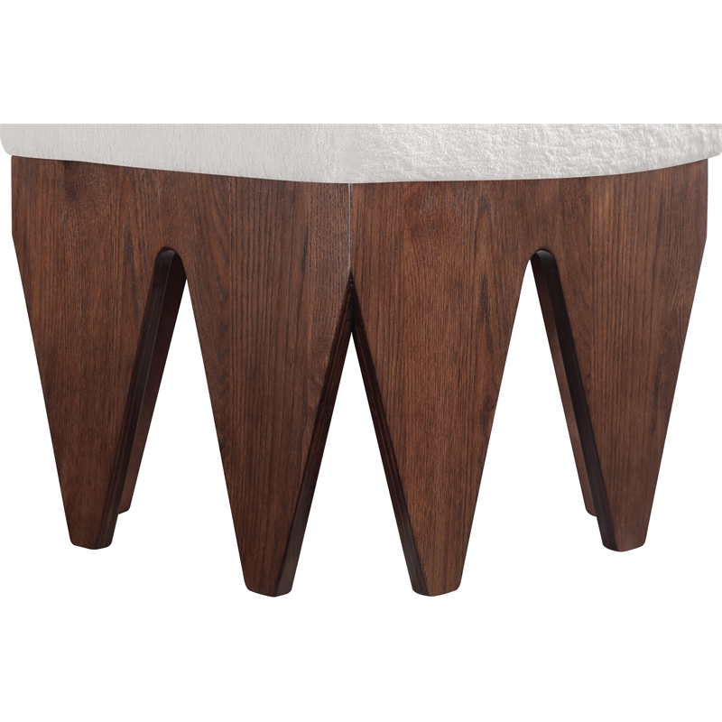 Meridian Furniture Altair Cream Velour Fur Fabric Bench