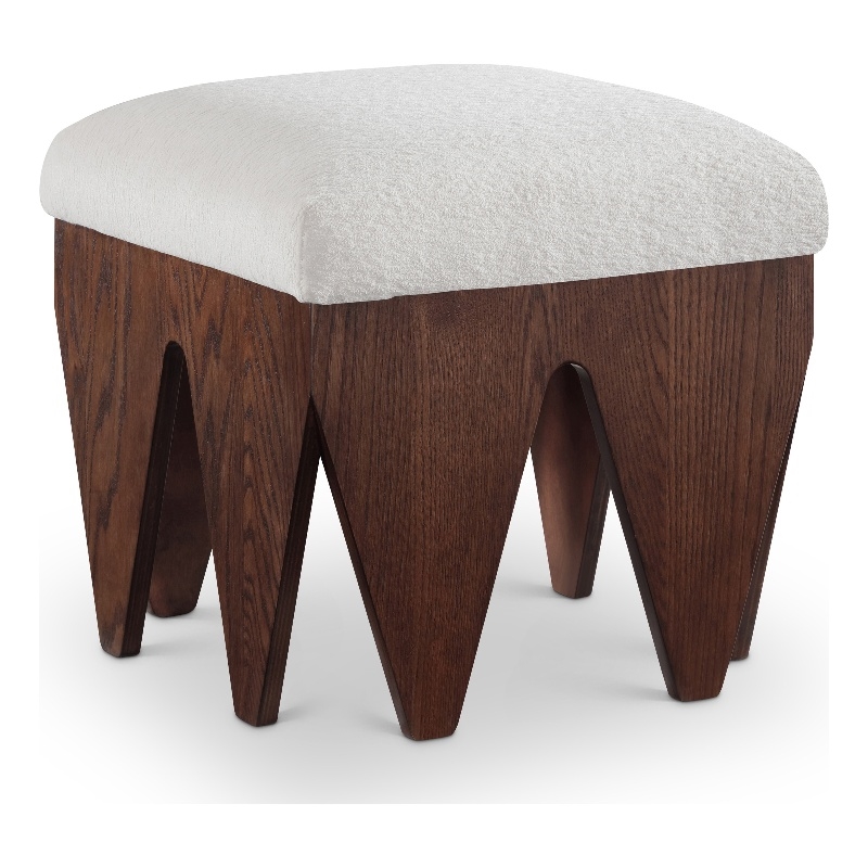 Meridian Furniture Altair Cream Velour Fur Fabric Bench