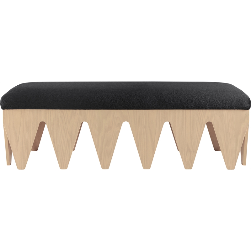 Meridian Furniture Altair Black Velour Fur Fabric Bench