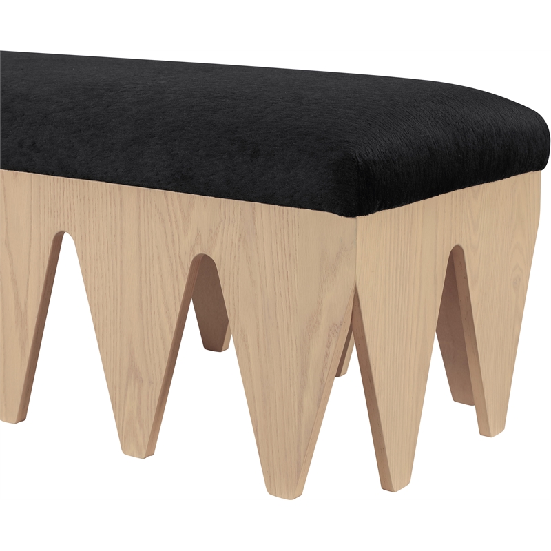 Meridian Furniture Altair Black Velour Fur Fabric Bench