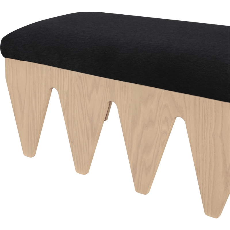 Meridian Furniture Altair Black Velour Fur Fabric Bench