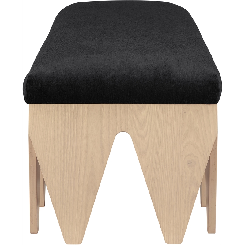 Meridian Furniture Altair Black Velour Fur Fabric Bench
